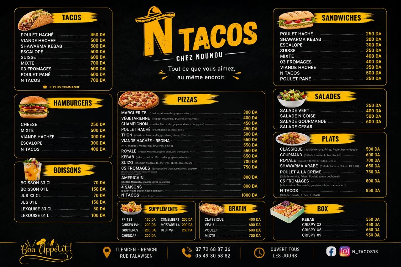 Menu N TACOS